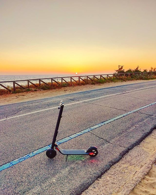 WoW i'm excided by my first ride with my new e-scooter•••#sabaudia #seaside #ride#micromobility #segway #ninebotes2 #sunset #scooter #electricscooter  #sea #beach  #sand #water #naturelovers #seascape #beautiful  #natureza #vitaminsea #seaview #refelctions #summervibes #seaside #riverside #ocean #amazing #nature #ripples #water_shots #waterfall #bluesea #sealovers